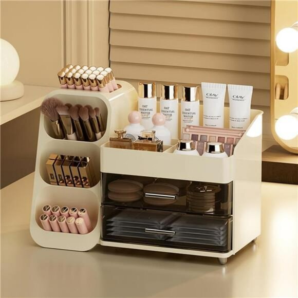 Makeup Organizer with Drawers Large Vanity Storage Box for Skincare Brushes - Picture 5 of 7
